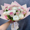 Such an elegant bouquet of pink and white roses, exuding timeless elegance