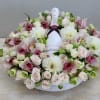 A beautiful bed of flowers to showcase your favorite bottle of bubbly!