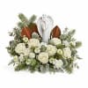Radiant and serene, an elegant angel graces a bed of fragrant, snow-white