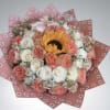 Bring some joy with this stunning bouquet mixed with peach and white
