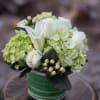 Soothing creamy and white blooms arranged in a compact fashion in a