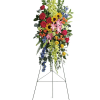 A bold, bright tribute, this rainbow of blooms fills the room with
