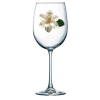 A Stemmed wine glass adorned with a beautiful magnolia by Queens Jewels.