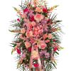Roses, Carnations, Lilies, Snapdragons and Greenery with condolence Ribbons