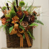 A permanent piece designed for a front door or inside a home.