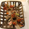 This permanent woven basket filled with burlap sunflowers.  A one of