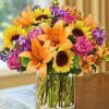 vibrant colors fragrant stock sunny sunflowers rich hot pink roses round out