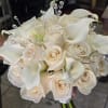 All white bouquet with shine accents for a bride to be.