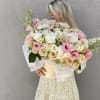 Gentle and airy box with adorable peonies, delicate roses and lisianthus