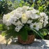 Standard: Beautiful arrangement with White Daisies, Chrysanthemums, Basket 8&quot;
Deluxe: Beautiful arrangement with