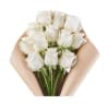 Bouquet of 12 White roses accompanied by gypsophila and seasonal foliage.

Fine wrapping