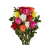 Bouquet of 12 assorted roses accompanied by gypsophila and seasonal foliage.

Referential measurements:
