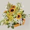 Sunflowers, Yellow and White Daisies, White Lisianthus, Yellow or White Snapdragon, green