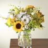 Sunflowers, Yellow and White Daisies, White Lisianthus, Yellow or White Snapdragon, green