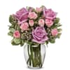 Lavender Roses, Pink Roses or Spray Roses, Montecasino, Bupleurum, and Seasonal greens