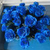 Blue roses in a blue vase with Small Blue Bear. 
Gathering or