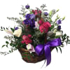Pink Oriental Lilies, Purple Lisianthus, Hot pink Rose Spray, Hot pink Gerberas