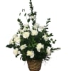Beautiful arrangement with 20 White Carnations, Myrtle, pittosporum and fresh greens Basket