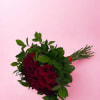 25 red roses with ruscus. No vase included. 