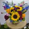 Sunflowers  with orange roses