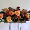 Gorgeous centerpiece set in a 20 inch long wood planter with premium