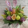  Spring flowers in a novelty Easter basket with wearable Bunny ears