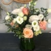 like a romantic summer breeze, this refreshing arrangement contains Shimmer roses, lisianthus