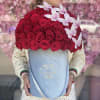 Standard 50 red PINK roses in our signature grey box with butterflies