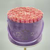  61 pink roses in our signature velvet lavender box