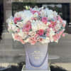 Beautiful arrangement with premium flowers in our signature velvet grey box