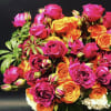 Spray Roses, White Hydrangea. Vase size 5&quot; x 5&quot;.
We use flowers that