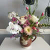 Elegant arrangement in a maple pitcher perfect for this fall