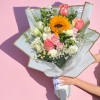 Get your other half a beautiful 7 pink roses and 1 sunflower