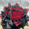 Our florist arranged 36 fresh red roses into a heart shape, beautifully