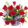 LONG STEM RED ROSES AND GREENERY IN VASE 

Fresh, lush and elegant.