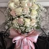 Fresh Cut 9 Pink Roses &amp; 9 White Roses With Baby Breathe
25&#039;&#039;H