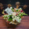 The beauty of a variety of white blooms combined with autumn foliage