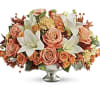 Soft fall colors , peach,  orange   , whites 