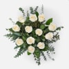White Roses Bouquet, paper wrap, (no vase)