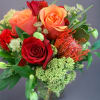 Warm evening colors of the summer sunset, peaches and reds accented with
