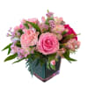 This beautiful mix of pink roses, carnations, alstroemeria, and baby&#039;s breath is