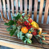 Lush with fall, a  traditional cornucopia is the perfect holiday touch.