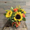 Simple mason jar of fall blooms.