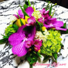 Colorful arrangment, Green Hydrangea, Vanda Orchid, tulips ....