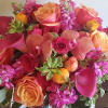 A mixture of bright raspberry pinks and tangerine oranges. 