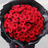 -50 STEMS RED ROSES
-HAND HELD BOUQUET WITH BLACK PAPERS