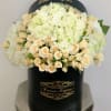 Mix of pastel spray roses and hydrangeas in our Signature Box
