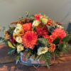 A beautiful autumn themed oblong or rectangular tin or premium rustic basket