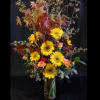 &quot;Harvest Garden&quot; is a grand seasonal display featuring golden sunflowers, gladiolas, autumn