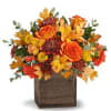 Two tone yellow/orange roses, golden alstroemeria&#039;s, yellow button chrysanthemums, parvifolia eucalyptus and